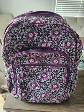 Purple Floral Quilted Women's Backpack